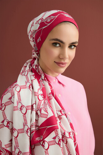 Leaf Noor Modal Viscose Shawl Red - 1