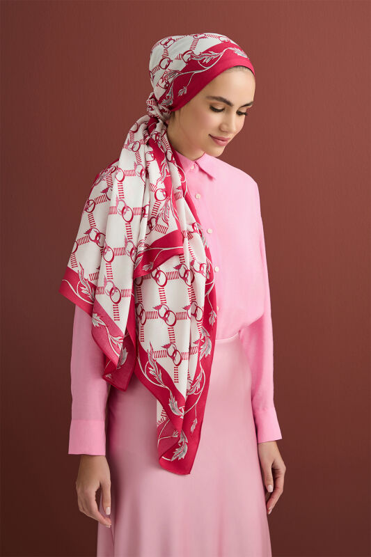 Leaf Noor Modal Viscose Shawl Red - 5