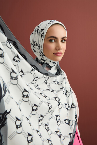 Leaf Noor Modal Viscose Shawl White 