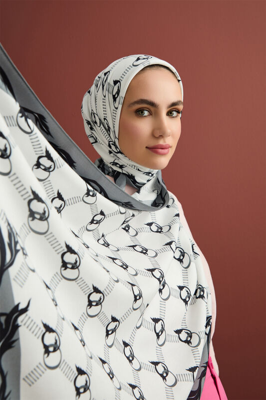 Leaf Noor Modal Viscose Shawl White - 1