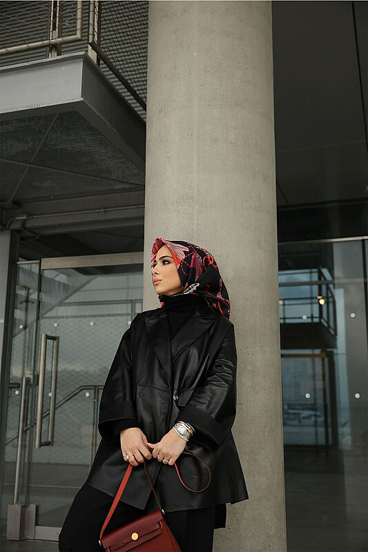 Leather Black Blazer Jacket - 1