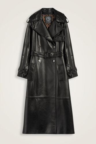 Leather Black Trench Coat - Imannoor