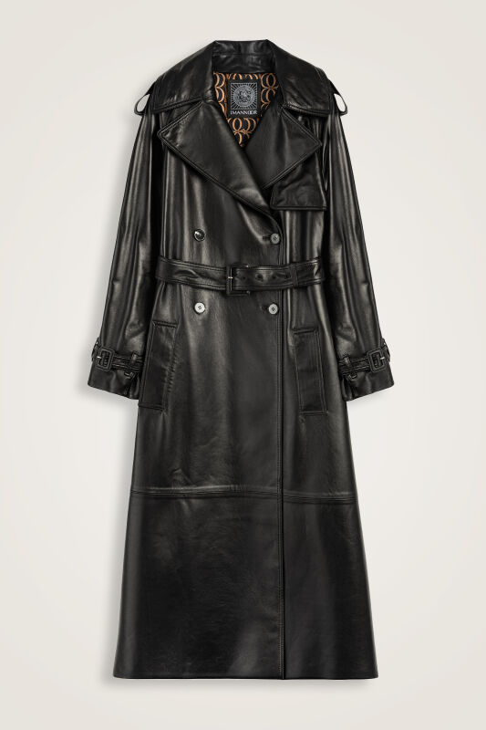 Leather Black Trench Coat - 1