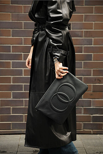 Leather Black Trench Coat - 3