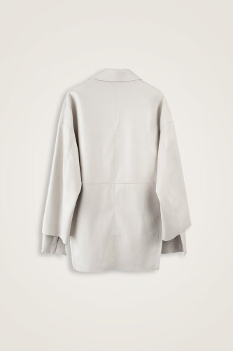 Leather White Blazer Jacket - Imannoor (1)