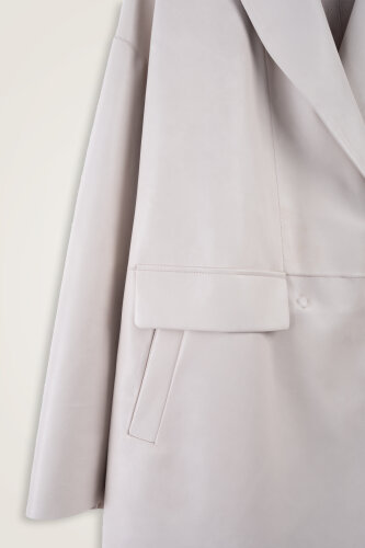 Leather White Blazer Jacket - Imannoor (3)