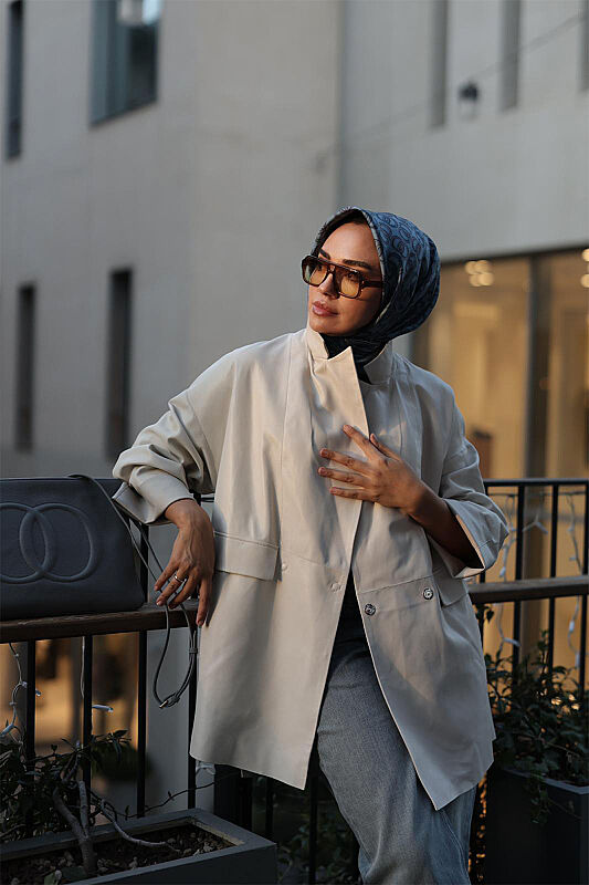 Leather White Blazer Jacket - 1