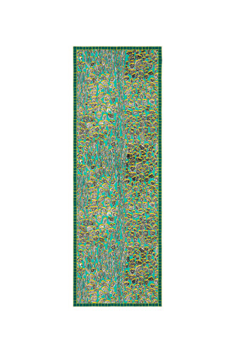 Leopar Yeşil Krep İpek Şal 70x210 