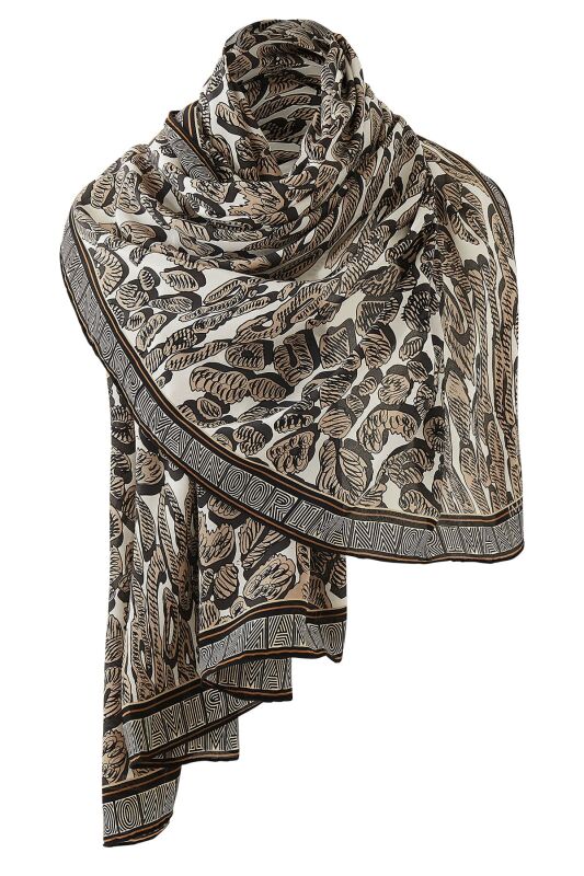 Leopard of the East Silk Scarf Beige - 5