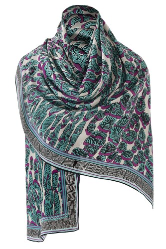 Leopard of the East Silk Scarf Blue - 5