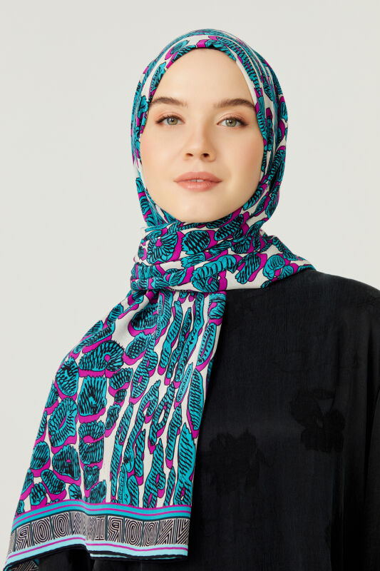 Leopard of the East Silk Scarf Blue - 4