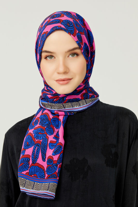 Leopard of the East Silk Scarf Fuchsia - 2