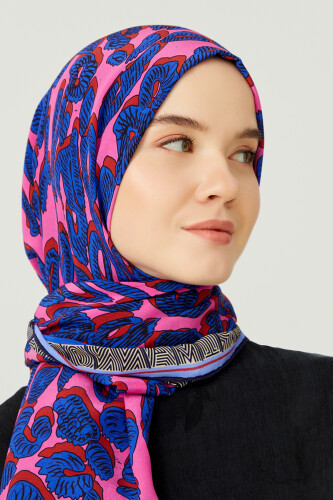 Leopard of the East Silk Scarf Fuchsia - 4