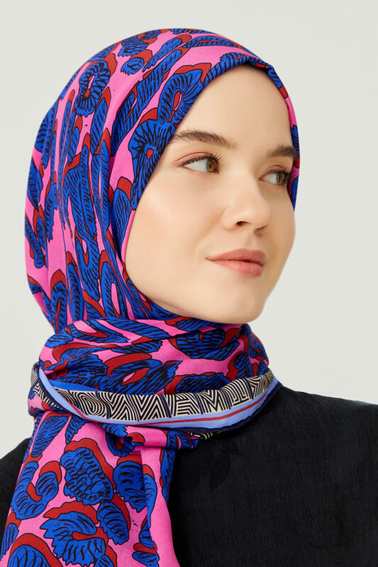 Leopard of the East Silk Scarf Fuchsia - 4