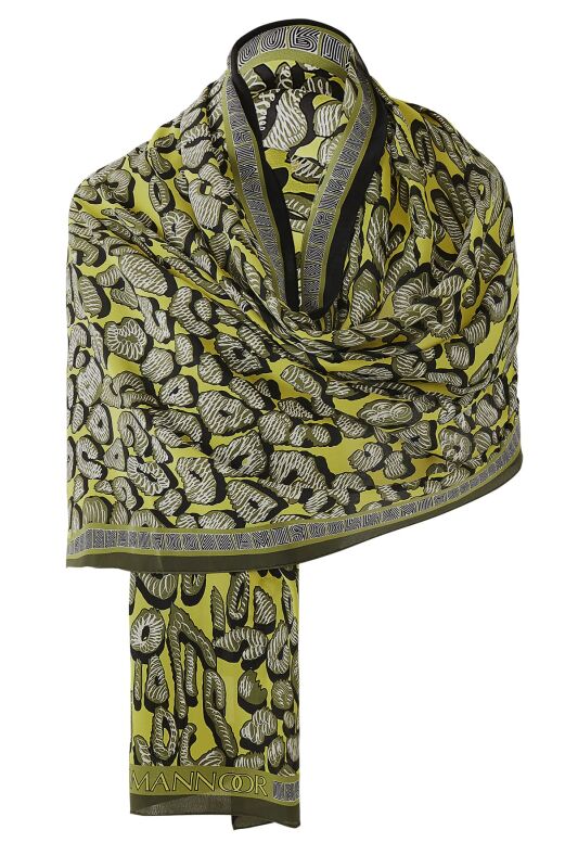 Leopard of the East Silk Shawl Yellow - 3