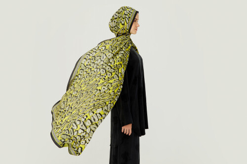 Leopard of the East Silk Shawl Yellow - 4