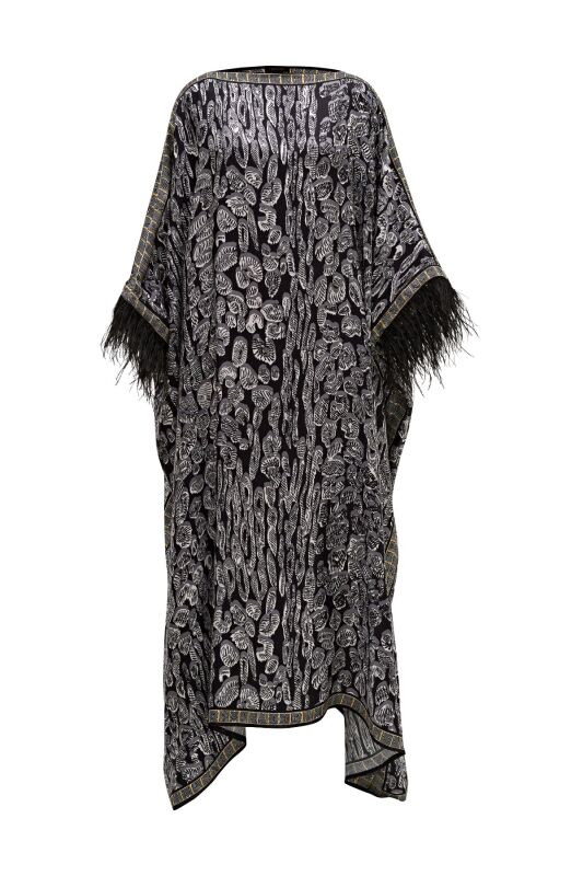 Leopard of the East Silk Caftan with Autriche Black - 1