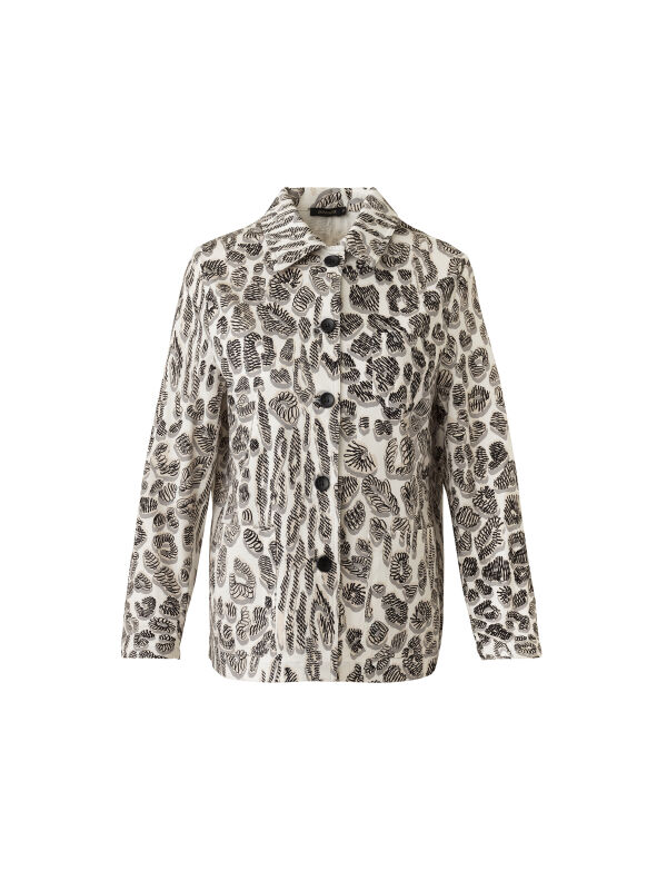 Leopard of the East Navy White Cotton Jacket - 1