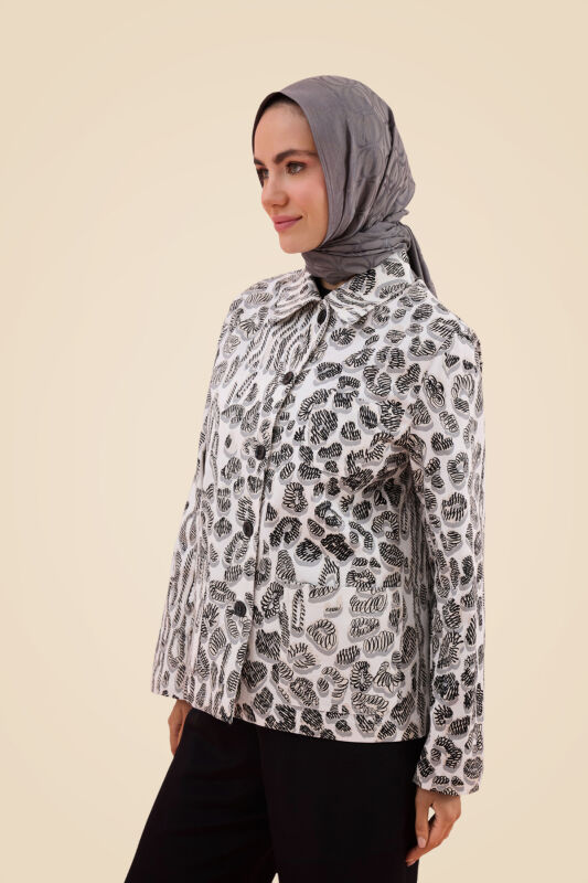 Leopard of the East Navy White Cotton Jacket - 5