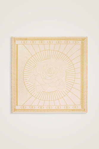 Leyla Simli Sarı İpek Eşarp 140x140 