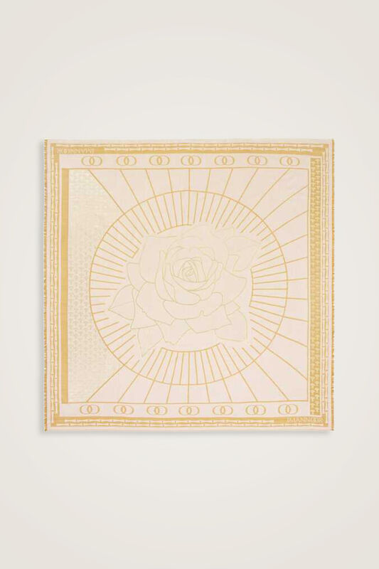 Leyla Simli Sarı İpek Eşarp 140x140 - 1