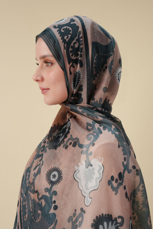 Life Beige Silk Voile Shawl - 3