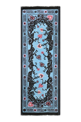 Life Blue Silk Voile Shawl - 2