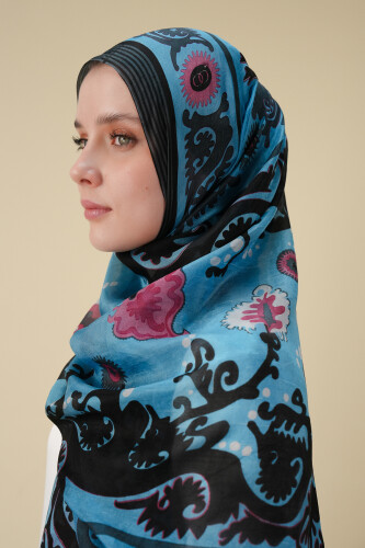 Life Blue Silk Voile Shawl 
