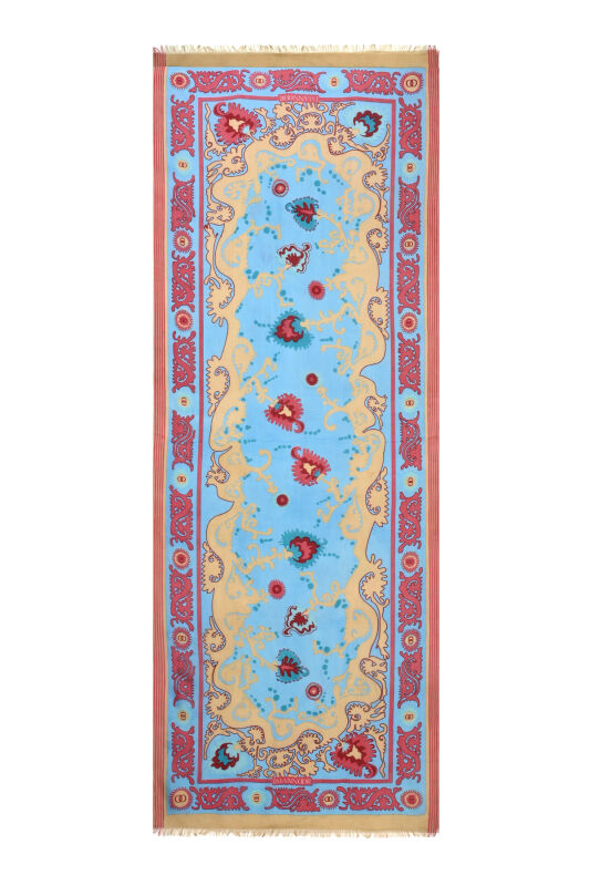 Life Turquoise Silk Voile Shawl - 2