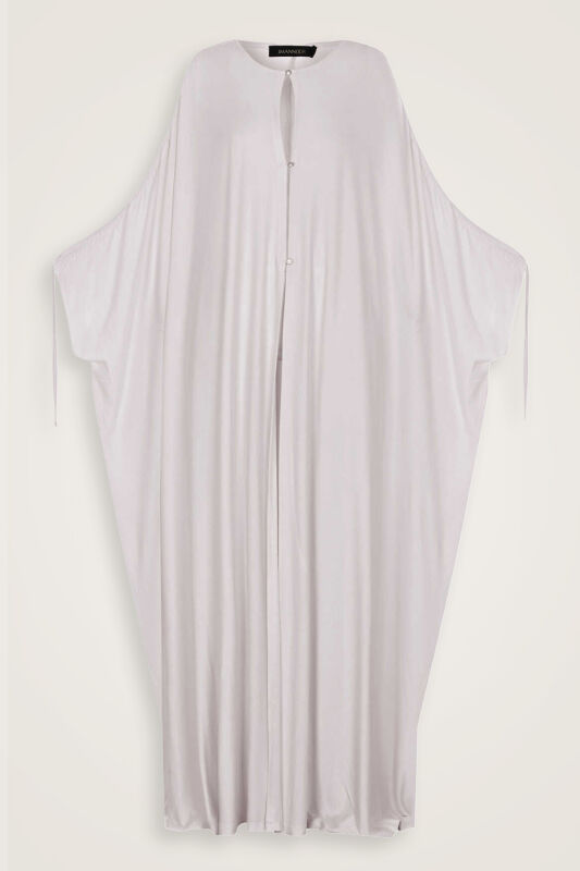 Light Stone Combed Cotton Abaya - 1