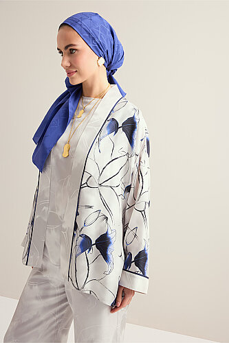 Lilies in Bloom Silver Twill Silk Sleeveless Blouse - 1