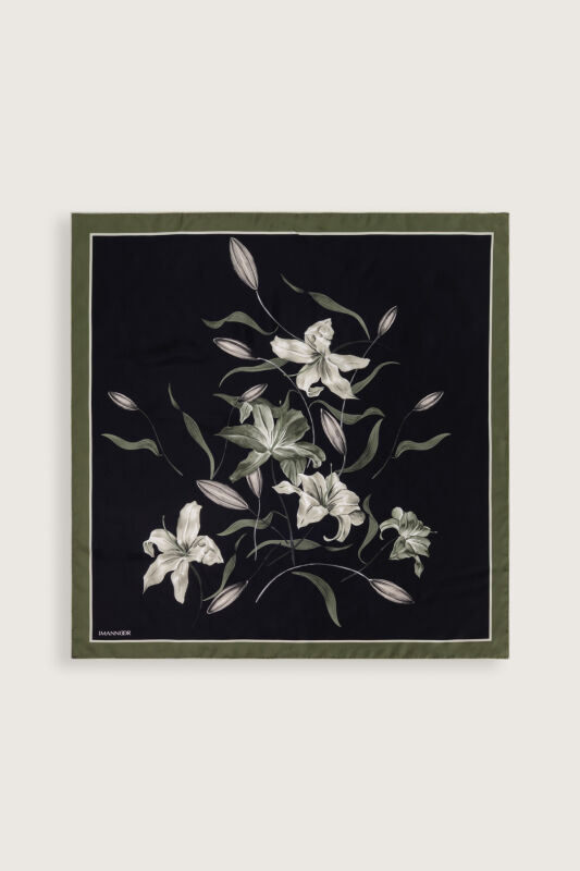 Lily Black-Green Silk Scarf - 2