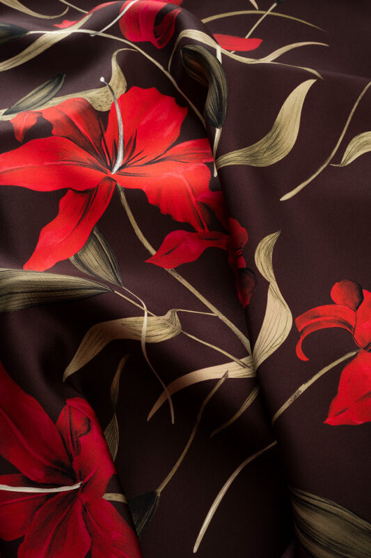 Lily Burgundy Silk Scarf - 4