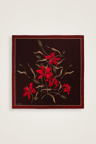 Lily Burgundy Silk Scarf - 2