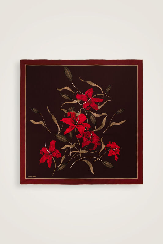 Lily Burgundy Silk Scarf - 2