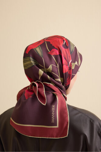 Lily Burgundy Silk Scarf - 3