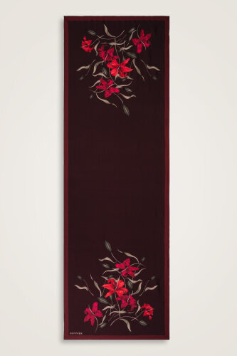 Lily Burgundy Twill Silk Shirt Shawl - Imannoor (1)