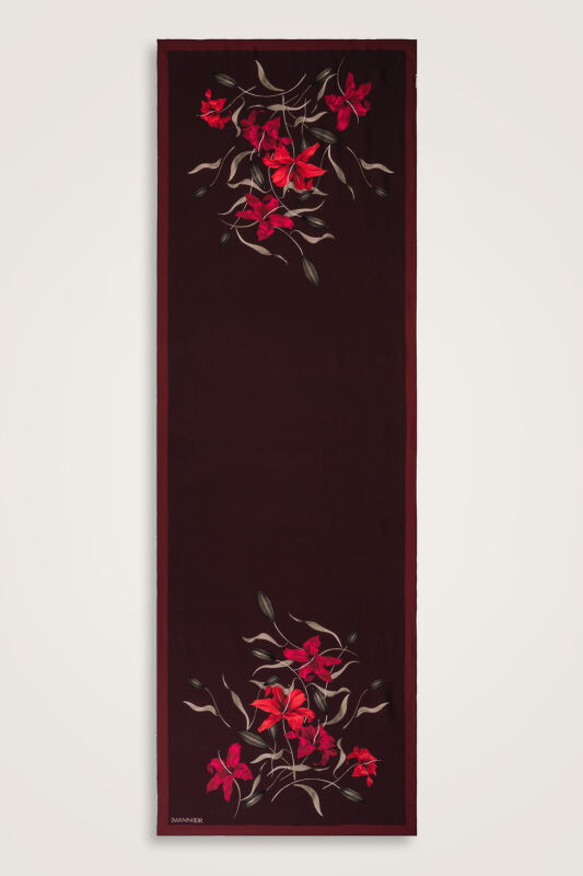 Lily Burgundy Twill Silk Shirt Shawl - 2