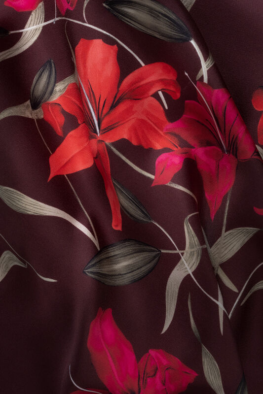 Lily Burgundy Twill Silk Shirt Shawl - 3