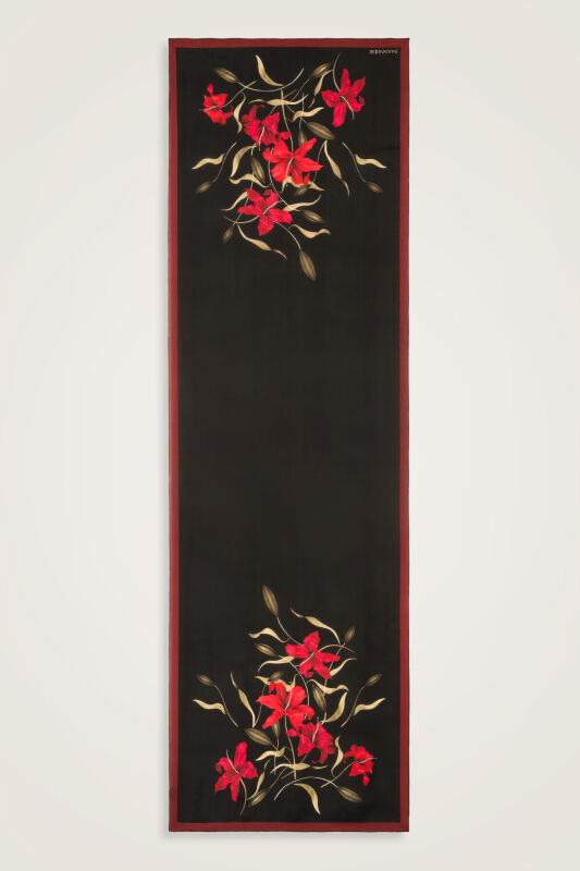 Lily Burgundy Twill Silk Shirt Shawl - 1