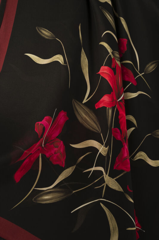 Lily Burgundy Twill Silk Shirt Shawl - 2