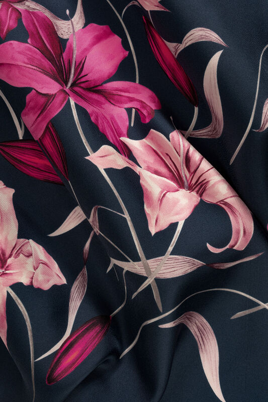 Lily Navy Blue-Fuchsia Silk Dress Shawl - 4