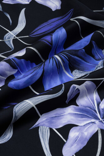 Lily Navy Blue Silk Scarf - 4
