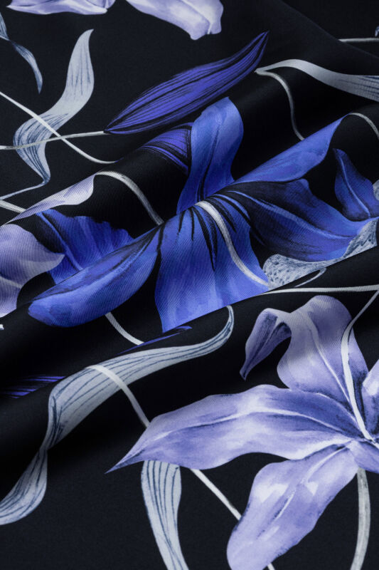 Lily Navy Blue Silk Scarf - 4