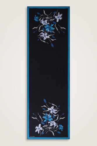 Lily Navy Blue Twill Silk Shirt Shawl - Imannoor (1)