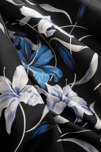 Lily Navy Blue Twill Silk Shirt Shawl - Imannoor (3)