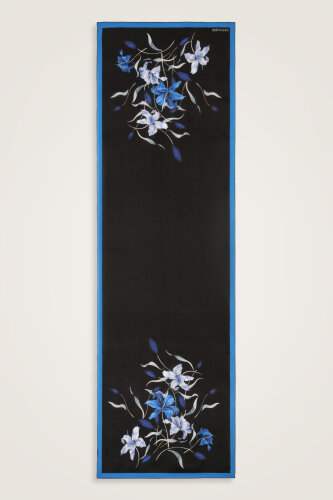 Lily Navy Blue Twill Silk Shirt Shawl - 1