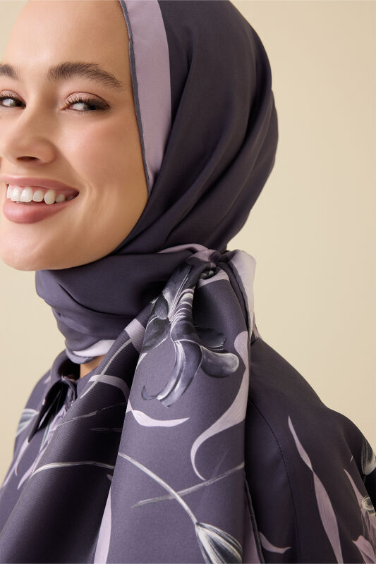 Lily Purple Silk Dress Shawl - 5