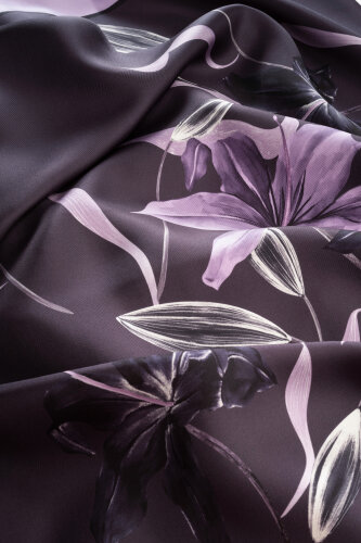 Lily Purple Silk Scarf - 2