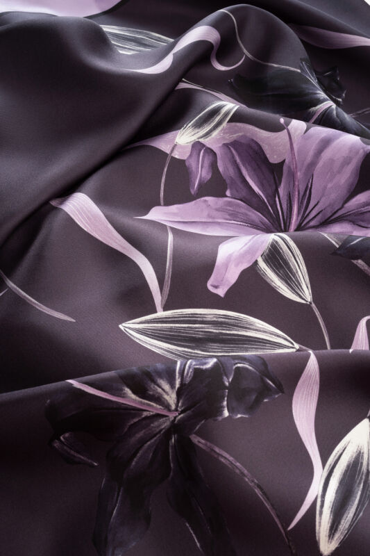 Lily Purple Silk Scarf - 2